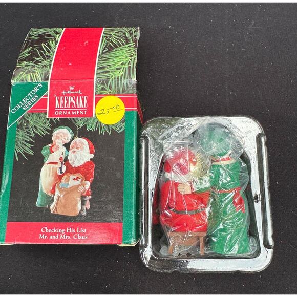 Hallmark Christmas Ornament Checking His List Mr. And Mrs. Santa Claus 1991 -S1C - Picture 1 of 5